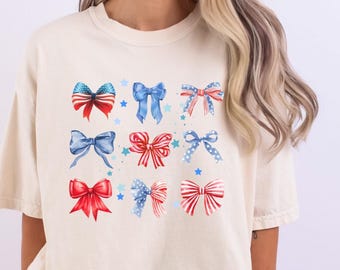 USA Bow Shirt Comfort Colors®, Coquette America Bow Shirt for July 4th, Memorial Day Shirt, USA Shirts, Patriotic Bow Shirts, Election Shirt