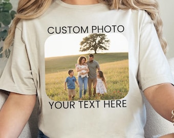 T-shirt photo personnalisé avec votre texte, T-shirt avec photo personnalisé, parfait pour la fête des mères, T-shirt graphique personnalisé, T-shirt avec logo personnalisé, T-shirt photo