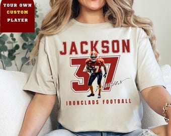 Custom Name and Number Football Player Shirt, Football T-shirt, Mom Football Shirt, Custom Team Name Shirt, High School Football Tee