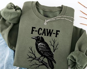 F-Caw-F Funny Crow Sweatshirt: Moonlit Raven, Autumn Style Unisex Fit