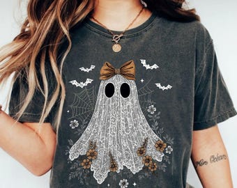 Floral Ghost Shirt, Cute Ghost Shirt, Womens Ghost Shirt, Cottagecore Halloween, Retro Halloween Gift, Spooky Season Shirt, Halloween Outfit