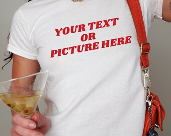 Custom BABY TEE, Custom photo Baby Tee, Personalized Classic baby tee, ANY image, Business Logo Tee , custom present, Y2K Baby Tee