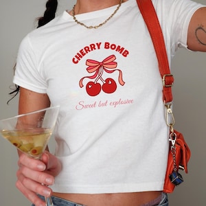 Cherry Bomb Baby Tee, Y2K Baby Tee, Trendy ,Cherry Shirt,Summer Shirt,Cherry Lover Gift, Retro Cherry,90s Baby Tee,Cherry Fruity Baby Tee