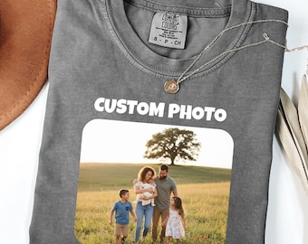 Camiseta con foto personalizada Comfort Colors®, camiseta personalizada, camiseta con foto personalizada, camiseta con foto, camiseta con foto familiar, camisetas con imagen de logotipo, regalo