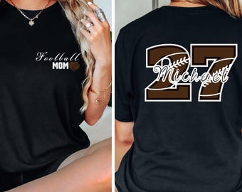Personalized Football Mom Shirt: Custom Name & Number Tee