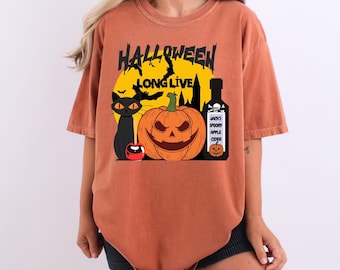 Maglietta retrò con colori comodi per Halloween: lunga vita ad Halloween, stagione spettrale