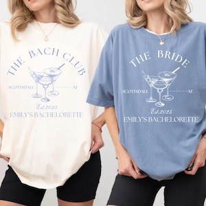 Comfort Colors Custom Bachelorette Shirts, The Bach Club Bride Squad Tees, Luxury Social Club Style Party Shirts, Bridesmaid Gifts