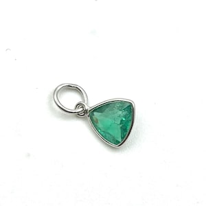 Trillion Cut Emerald Pendant: 925 Silver or Gold - May Birthstone