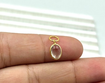 Pingente de pedra da lua, pingente de colar oval com pedra preciosa, pingente de cristal pequeno com moldura de ouro 14K, joia com pedra curativa para presente feminino