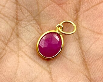 Gold Plated Ruby Pendant: July Birthstone Charm, Healing Crystal
