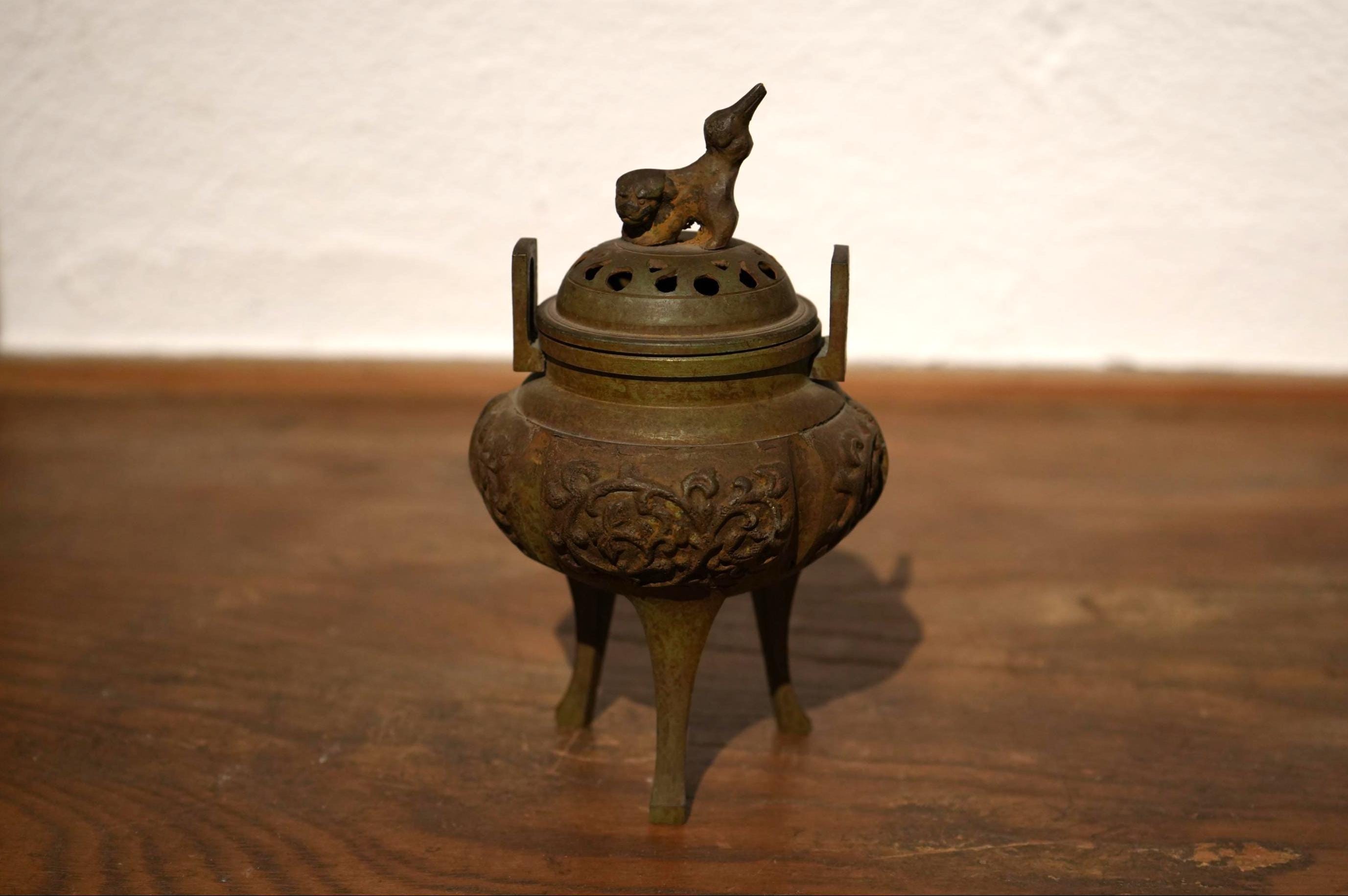 蓋付き獅子香炉　置物　レトロ 獅子蓋香炉 - Etsy 日本