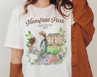 Bookish Jane Austen Tee for Romance Reader: Mansfield Park by Jane Austen | Nineteenth Century English Literature, Gift for Librarian