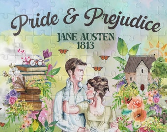 Jane Austen Puzzle for Historical Fiction Reader: Pride and Prejudice | Regency Romance Puzzle for Historical Fiction Bookworm, Reading Gift