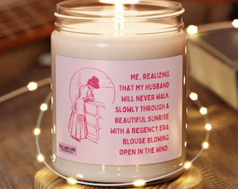 Silly Bookish Candle for Romance Reader: Funny Romance Tropes Candle with Hot Pink Aesthetic, Book Lover Candle, Historical Romance Writer