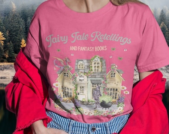 Floral Fairy Tale Book Lover Tee Shirt for Bookworm | Boho Floral Shirt for Fantasy Romance Readers, Fairycore Aesthetic Shirt for Reader