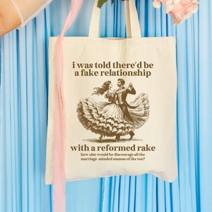 Historical Romance Reader Tote Bag for Book Lover: Funny Romance Tropes Tote Bag for Bookworm, Regency Romance Tote, Book Lover Gift Idea