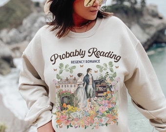 Regency Romance-sweater: kinderachtig shirt met cottagecore-bloemen en vlinders | Shirt met bloemenboeket voor lezer van historische romans