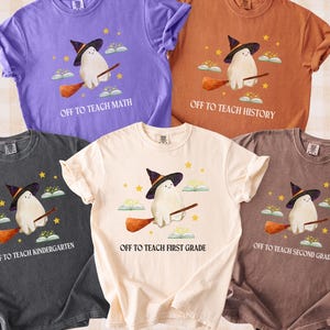 Ghost Halloween Teacher T-Shirt, Grade Levels and School Subjects, Middle School Teacher Spooky Season Tee, High School Science or History