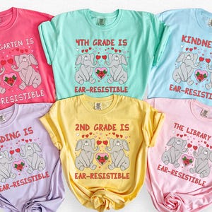 Alla hjärtans dag-matchande lärartröjor för djurälskare: Roligt talesätt, grundskolelärare med elefant, fånig gymnasielärare-tröja