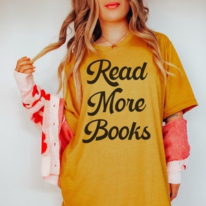Retro Style Bookish Tee: Read More Books | Cute Vintage Aesthetic T-Shirt, School Librarian Tee, English Literature Professor, Book Lover