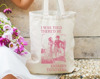 Borsa tote Silly Bookish per lettori di romanzi: nemici che diventano amanti / Borsa tote divertente di narrativa storica per topi da biblioteca, regalo di lettura carino per bibliotecari