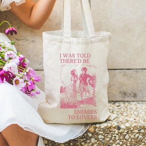 Silly Bookish Tote Bag for Romance Reader: Enemies to Lovers | Funny Historical Fiction Tote for Bookworm, Cute Reading Gift for Librarian