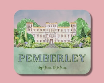 Jane Austen Mousepad: Pemberley 1813 | Pride and Prejudice Gift, Jane Austen Gift, Bookish Gift Idea, Regency Romance Gift, Office Gear