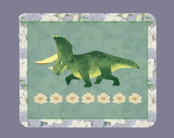 Watercolor Triceratops Mouse Pad | Cute Office Gear, Dinosaur Office Gear, Dinosaur Mouse Pad Gift, Fun Office Gift Ideas, Teacher Mousepad