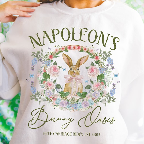 Funny Napoleon Bonaparte Sweatshirt, Friend Who Loves French History: European History Major Gift, Floral Cottagecore Historical Bunny Tee