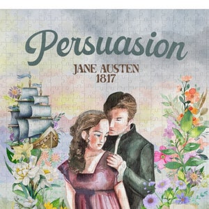 Puzzle for Librarian or English Teacher: Persuasion by Jane Austen | Book Lover Gift for Romance Reader, Bookish Floral Cottagecore Puzzle