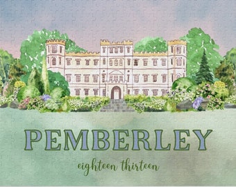 Pride and Prejudice Puzzle, Pemberley 1813: 500 Pieces | Gift for Pride and Prejudice Fan, Jane Austen Puzzle, Regency Era England Puzzle