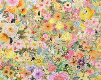 abstract puzzles online Yellow Puzzle with Bees and Flowers: 500 Pieces, 16x20 Inches | Gift for Puzzle Lover, Difficult Abstract Puzzle, Florist Gift, Cute Puzzle