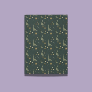 Celestial Dinosaur Notebook with Ruled Pages | Boho Journal, Small Notebook for Dinosaur Lover, Cute School Notebook, Hardcover Journal