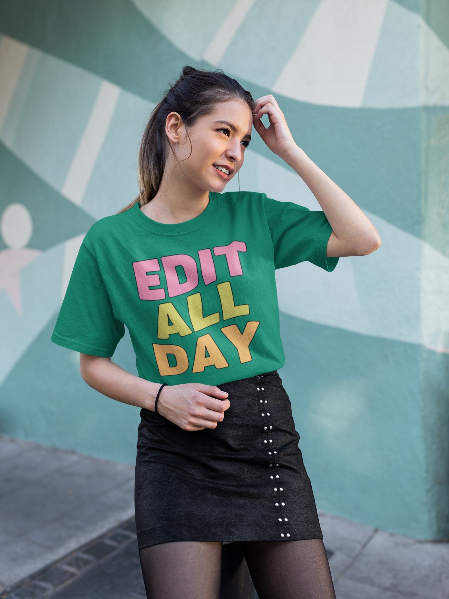 Gift for Author: Edit All Day Tee with Cute Retro Text | Book Author, Wedding Photographer Gift, Editing Gift Idea, Creative Writer Shirt