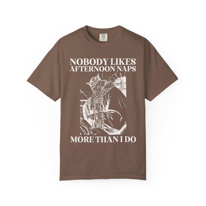 Funny Napping Tee Shirt for Friend or Mom Who Loves Afternoon Naps, Silly Sarcastic I Love Naps New Mama Present with Vintage Aesthetic Espresso