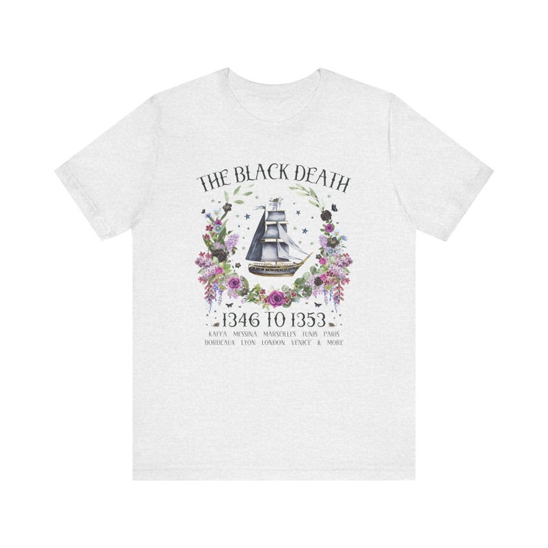 Boho History Black Death Tee Shirt for History Teacher or Friend Who Loves Medieval History, Cottagecore Rat Tee with Flowers, History Major Ash