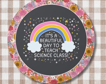 Science Teacher Sticker for Back to School, Cute Science Department Gift with Rainbow, Chemistry Professor or Teaching Assistant Sticker