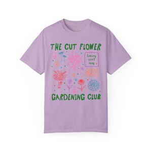 Cut Flower Gardening T-Shirt für Blumenzüchter oder Mütter, die Schnittblumen anbauen, niedliches Gartenarbeit-T-Shirt mit 90er Jahre Y2k Aeshetic Doodles Orchid