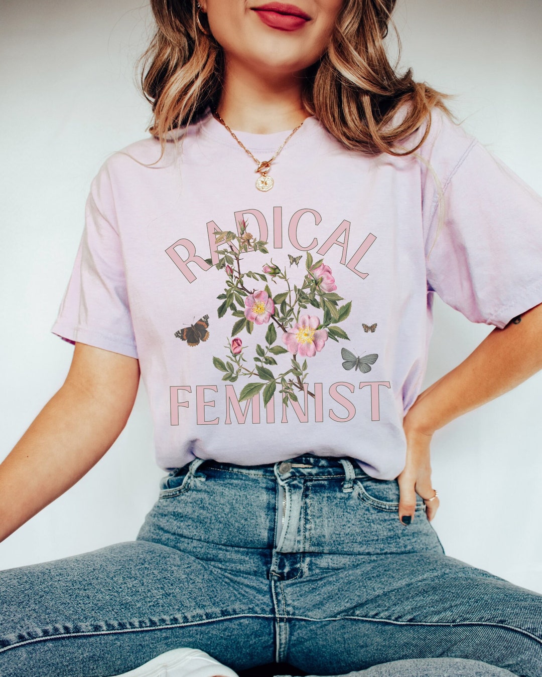 Vintage Aesthetic Shirt With Butterflies: Radical Feminist Kitschy ...