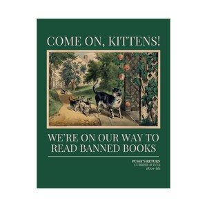 Read Banned Books Cat Lover Poster Print, Reading Teacher, Romance Reader, Silly Equal Rights Bookish Gift, Kittens Your Grandma Would Love image 3