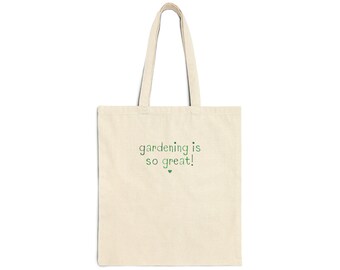 Funny Minimalist Gardening Tote Bag with Heart for Friend Who Grows Flowers or Vegetables: Gardening is So Great!, Cute Plant Lover Tote