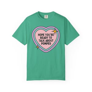 T-shirt oude Romeinse geschiedenis van Pompeii, hoogleraar Europese geschiedenis of archeoloog, shirt Vesuvius Italiaanse geschiedenis, historische ramp Island Green