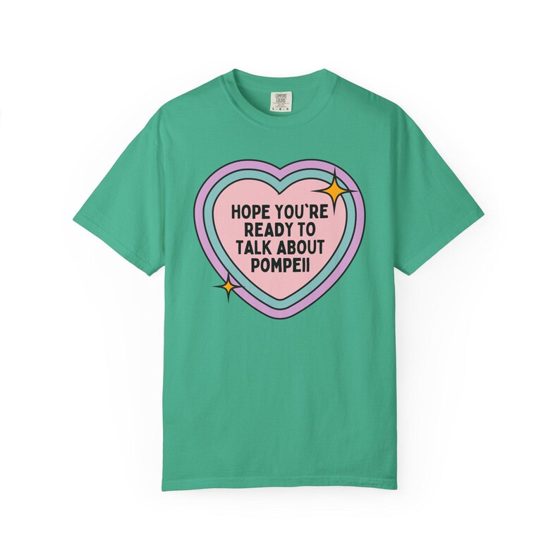 T-shirt oude Romeinse geschiedenis van Pompeii, hoogleraar Europese geschiedenis of archeoloog, shirt Vesuvius Italiaanse geschiedenis, historische ramp Island Green