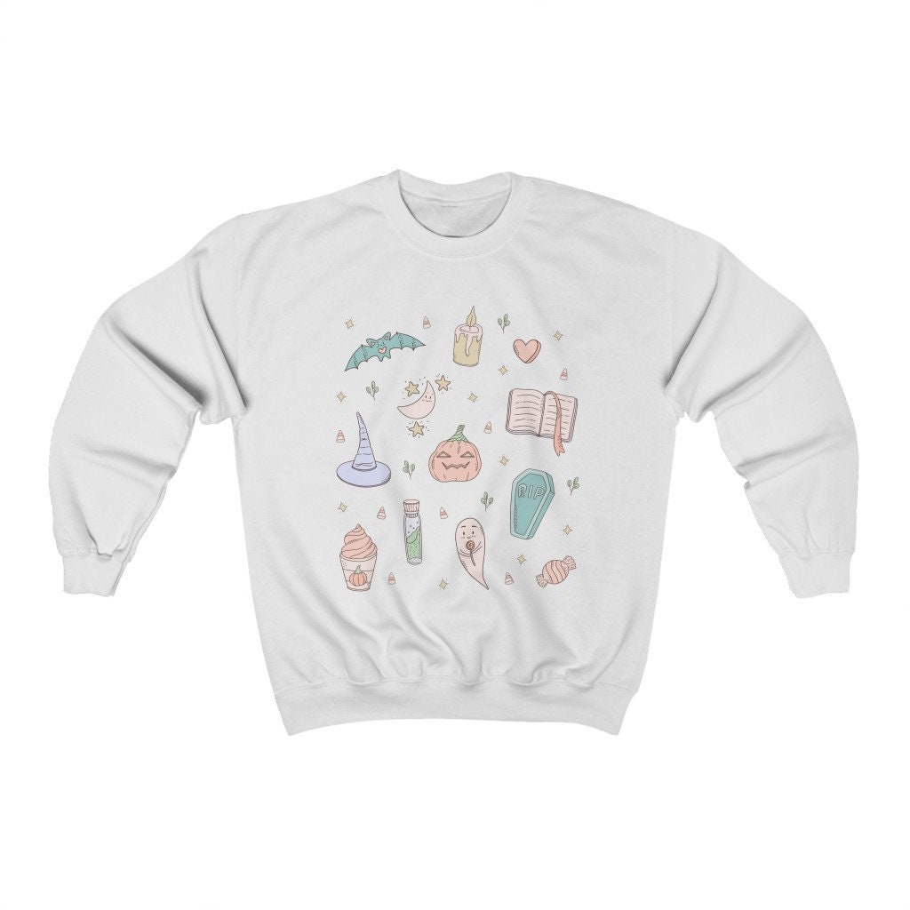 Discover Pastel Halloween Sweatshirt: Cute Retro Halloween Shirt | Pastel Goth Star Sweatshirt, Spooky Pumpkin, Witchy Vibe, Magical Shirt Fall Shirt