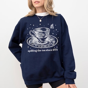American History High School Social Studies Teacher Sweatshirt: Spilling the Tea Since 1773, Cute Boho US History Crewneck, Floral Teacup