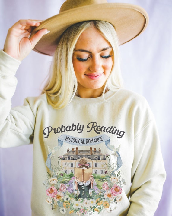 Historical Romance Sweatshirt: Bookish Shirt with Cottagecore Flowers and Doves | Floral Book Lover Shirt for Regency Romance Reader