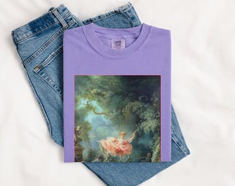 The Swing by Jean Honore Fragonard, 18th Century Famous Painting, Colorful Maximalist Art History Tee, Colorful Rococo Art Historian Gift