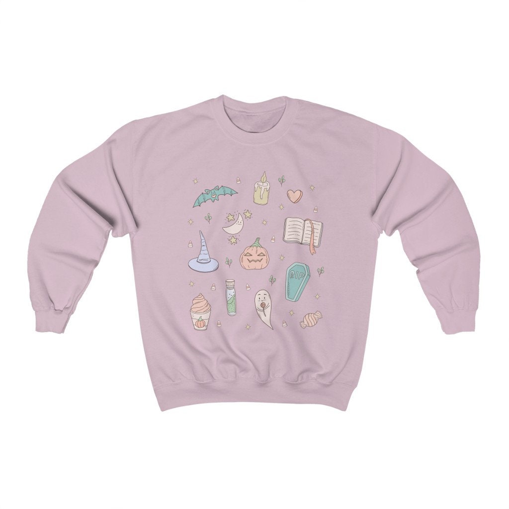 Discover Pastel Halloween Sweatshirt: Cute Retro Halloween Shirt | Pastel Goth Star Sweatshirt, Spooky Pumpkin, Witchy Vibe, Magical Shirt Fall Shirt