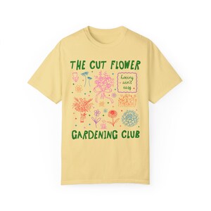 Cut Flower Gardening T-Shirt für Blumenzüchter oder Mütter, die Schnittblumen anbauen, niedliches Gartenarbeit-T-Shirt mit 90er Jahre Y2k Aeshetic Doodles Butter
