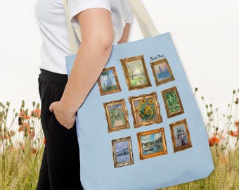 Cute Claude Monet Tote Bag, Art Historian or Friend Who Loves Art: Gallery Wall Aesthetic, Tote Bag for French History Professor or Artist